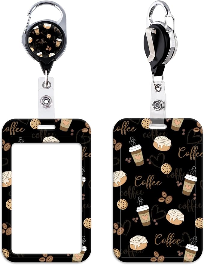 Black Retractable Reel with Vertical ID Holder Cute Reel Clip and Badge Holder by beemorita