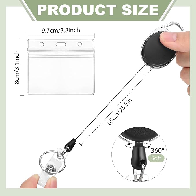 2 Pack ID Badge Holder with Badge Reels Retractable Clip Heavy Duty Horizontal - Image 2