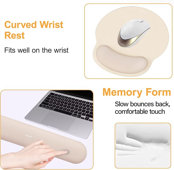 MOSISO Wrist Rest Support for Mouse Pad&Keyboard Set, Circle Curved Ergonomic - Image 4