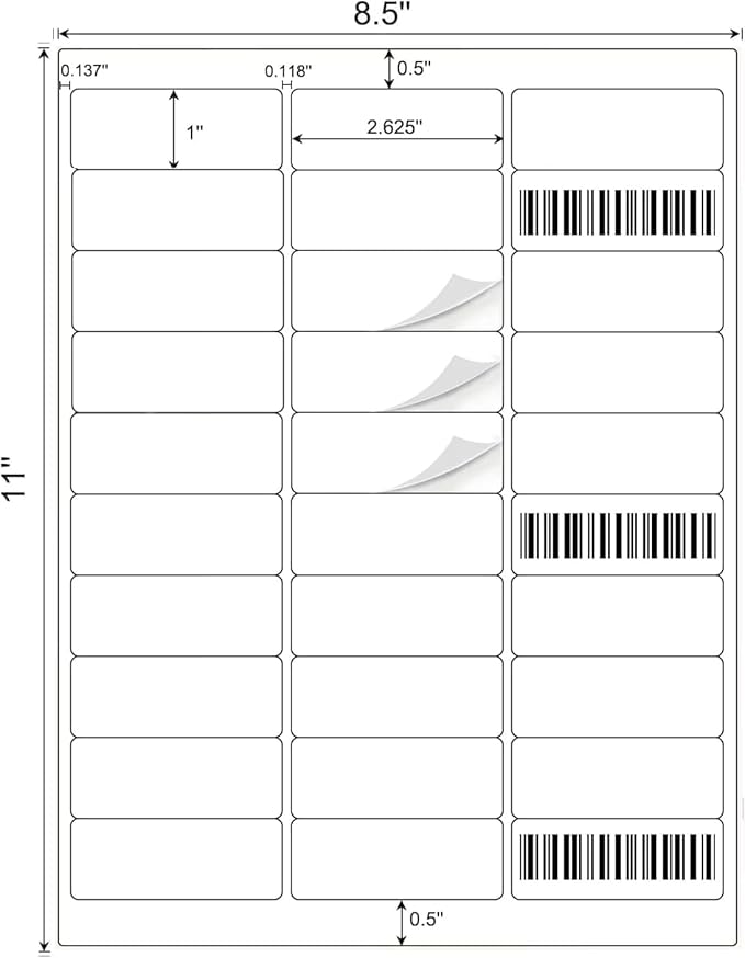 BESTIKER Address Labels 1” x 2-5/8” Shipping Mailing Labels 30 per Page - Image 2