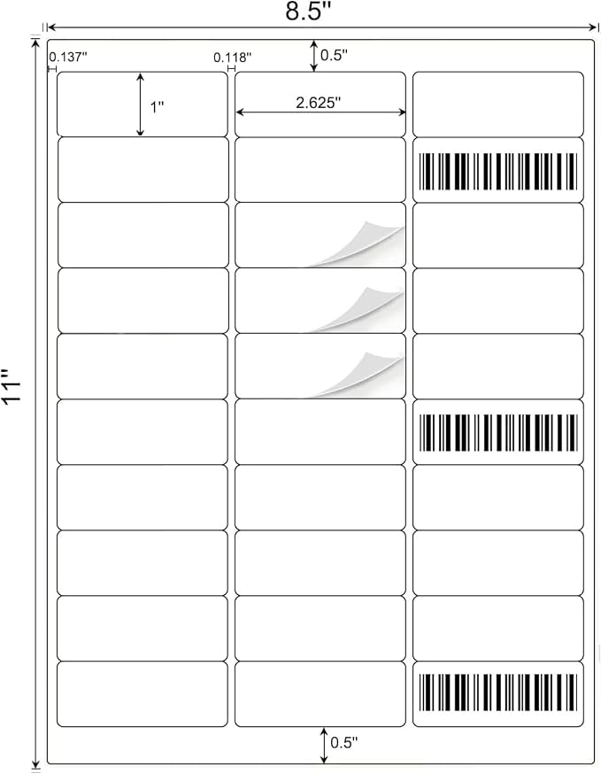 BESTIKER Address Labels 1” x 2-5/8” Shipping Mailing Labels 30 per Page - Image 2