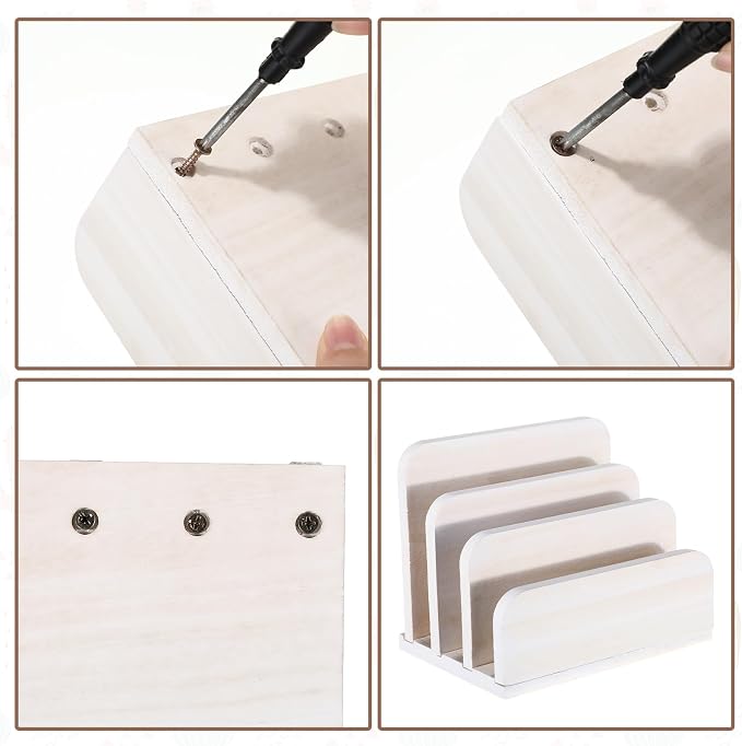 Briwooody Wooden Mail Organizer 3 Slots Mail Holder - Image 3
