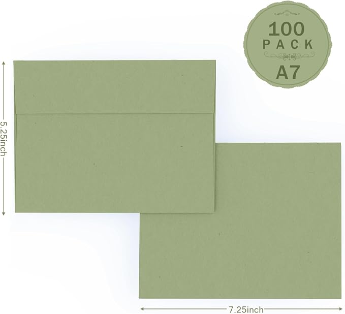 A7 Sage Green Envelopes 100 Pack, Goefun 5x7 Self Seal Printable Envelopes - Image 2