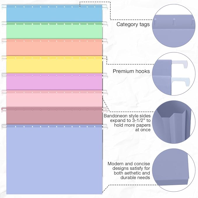 Sepamoon 40 Pcs Hanging File Folders Extra Capacity File Folders Letter Size - Image 4