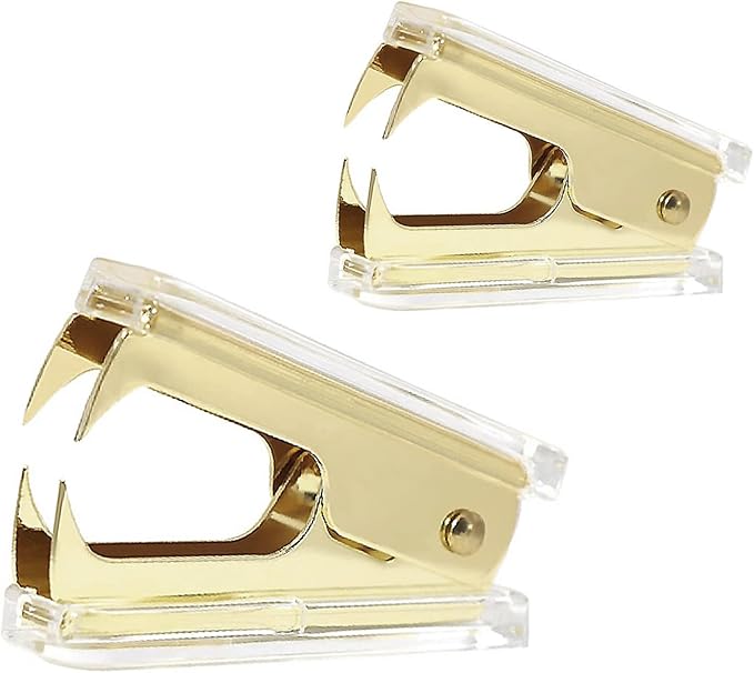 NatSumeBasics Clear Acrylic Staple Remover 2pcs Cute Gold Staple Stapler by NatSumeBasics