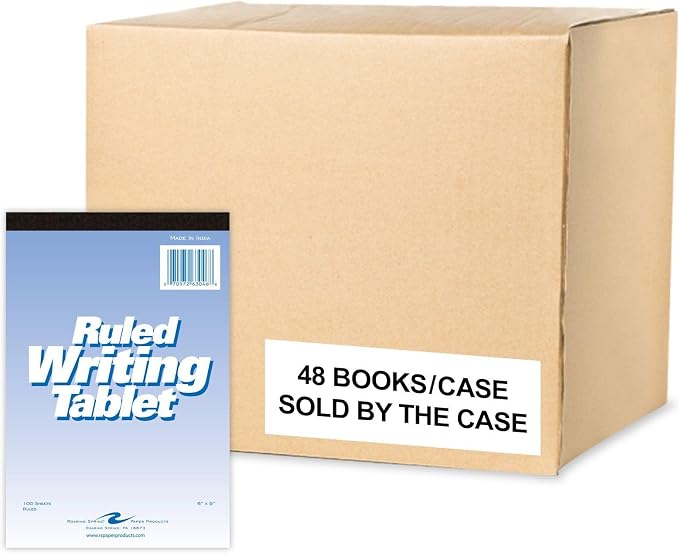 Roaring Spring 6" x 9" Writing Tablet, 100 Sheets 15 lb White Paper, Wide Ruled by RoaringSpringPaperProducts