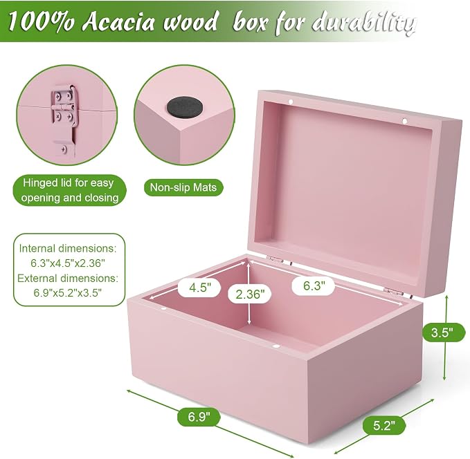 DRASTAR Wooden Box, Small Keepsake Box, Memory Box - Image 2