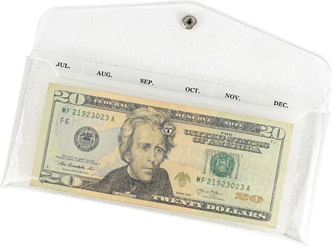 Cash Envelope Wallet PVC Transparent Budget Wallet Money Pocket Dividers by XiowDow