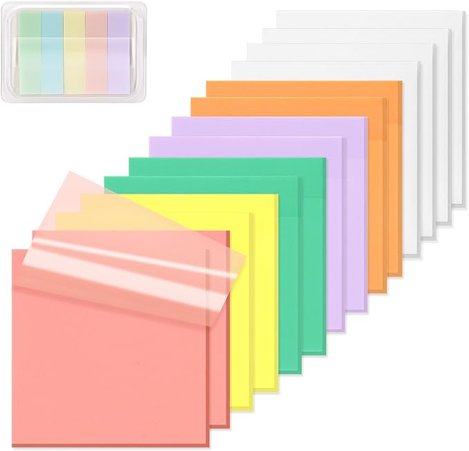 ‎SYMDROMIA Transparent Sticky Notes, 800 Sheets Soft Macron by SYMDROMIA
