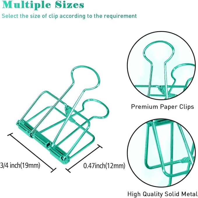 Small Binder Clips, 36 Pack, 3/4 Inch, Standard 19mm, Hollow Out Green - Image 2