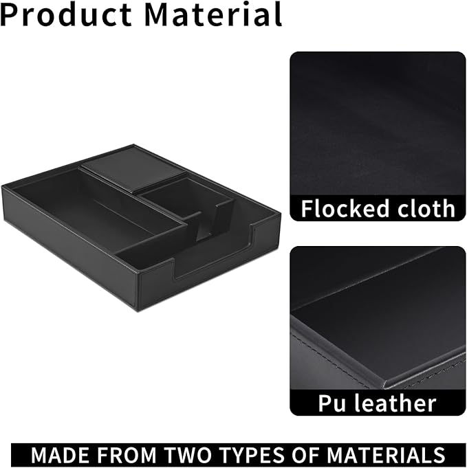 4 Pack Leather Office Supplies/Desk Organizer for Letter Paper Tray,Sticky Note Holder,Pen Cup,Stackable Small Letter Mail Sorter Tray,Workspace Decor for Women Men (Black, 4-piece set)-DeskLoop Office