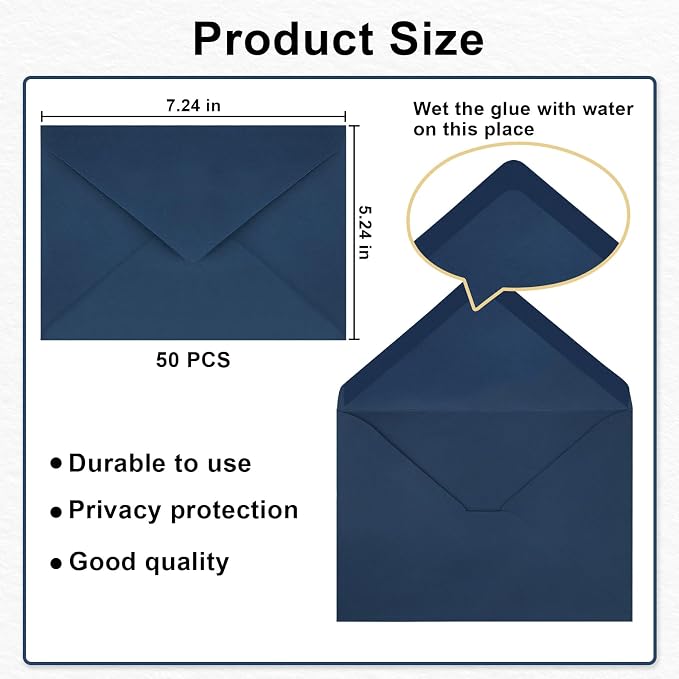 50 Pack A7 Envelopes, 5.24 x 7.24 in Envelopes - Image 3