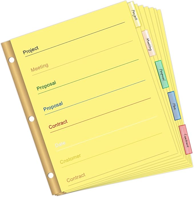 5-Tab Binder Divider, HERKKA 120 Pack Binder Index Dividers - Image 6