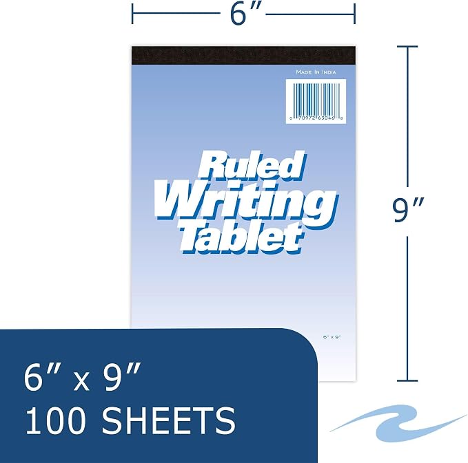 Roaring Spring 6"x9" Writing Tablet, 100 Sheets 15# White Paper, Wide Ruled - Image 2