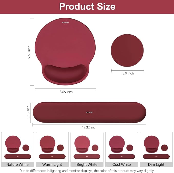 MOSISO Wrist Rest Support for Mouse Pad&Keyboard Set, Circle Curved Ergonomic - Image 7