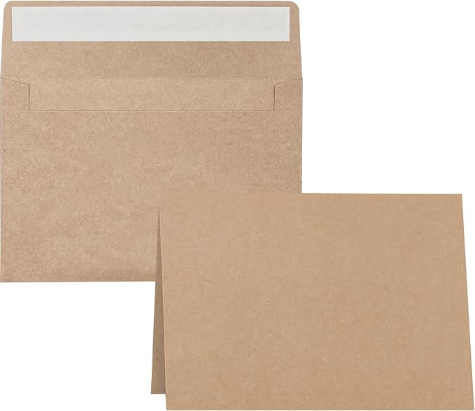 Blank Cards and Envelopes 4x6, 50 Pack Brown Blank Folded Greeting Cards and by Sylroal