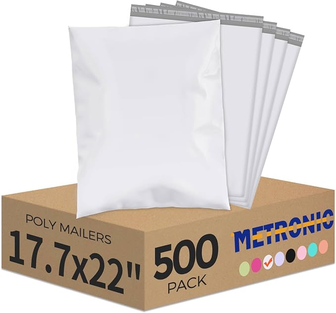 Metronic Poly Mailers 17.7x22 500Pack, Large Shipping Bags by METRONIC