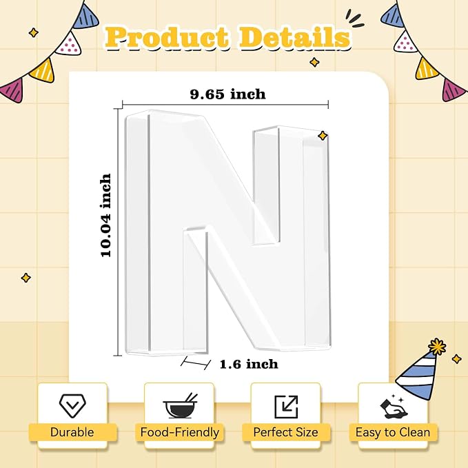 Ledido 10’’ Acrylic Letter Charcuterie Board Box, Reusable Fillable Serving Tray - Image 3
