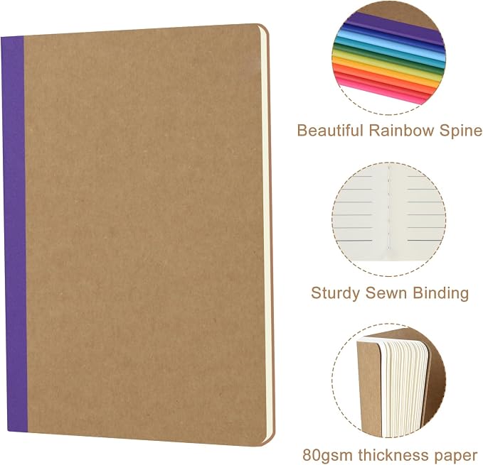 ZCZN Composition Notebooks Bulk, A5 Kraft Cover Lined Journals - Image 2