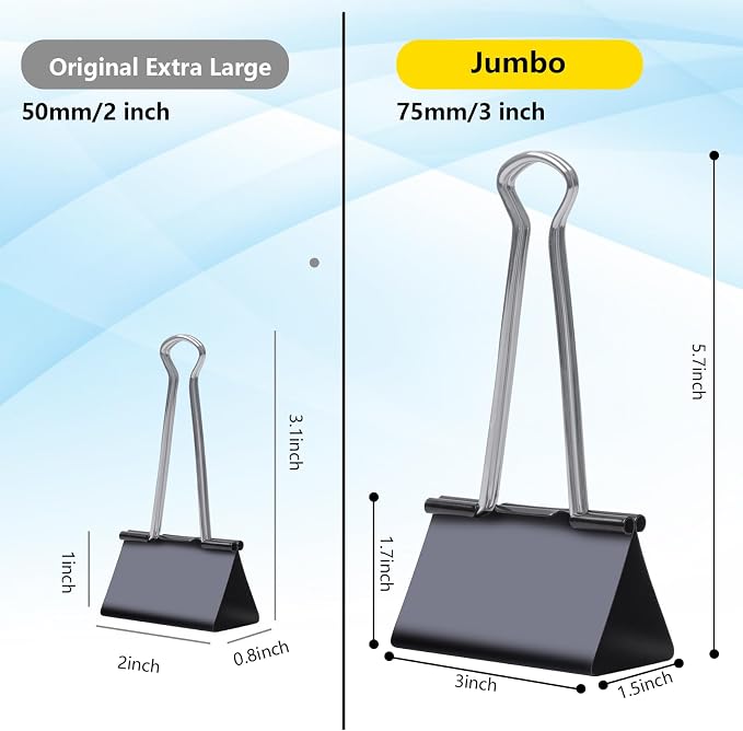 Ufmarine Jumbo Binder Clips 3 inch, Extra Large Binder Clips Giant - Image 2