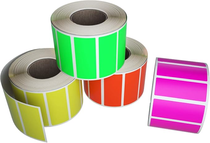 Royal Green Rectangular Color Coding Sticker Rolls in 4 Neon Colors Write On by RoyalGreen