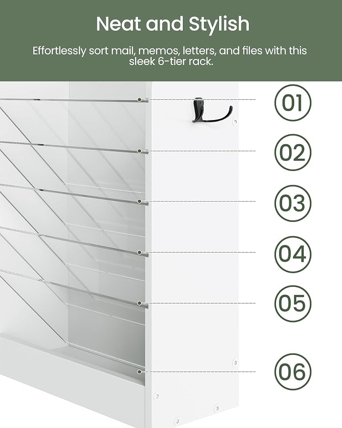 CHOEZON Wall File Holder, 6-Tier File Organizer, Office Supplies Storage Rack - Image 8