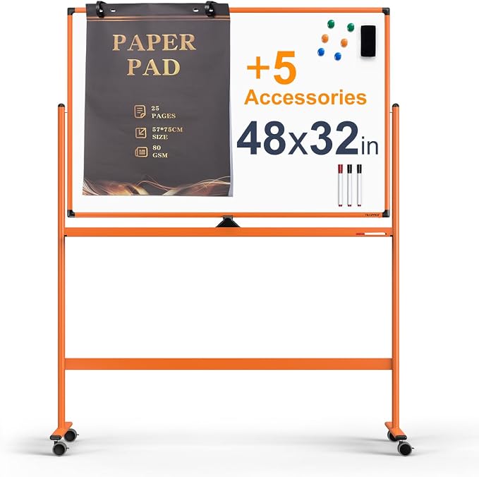Large Dry-Erase Rolling Magnetic Whiteboard by TSJOFFICE-WipeCleanThinkGreenWorkSmart
