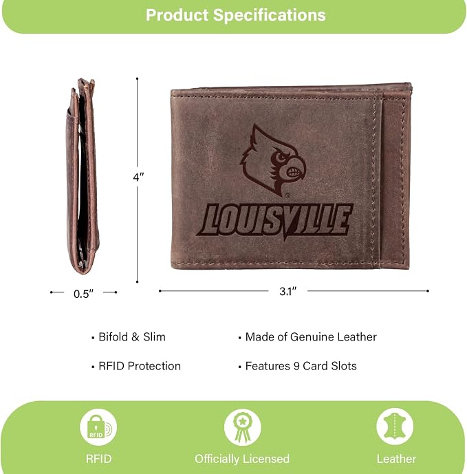 Team Sports America NCAA University of Louisville Front Pocket Slim Wallet - Image 4