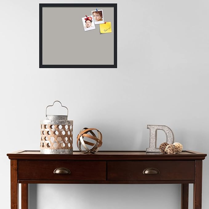 PinPix 21x17 Inch Cork Bulletin Board. This Decorative Framed Pin Board Comes with Dark Stone Design and a Satin Black Frame. Ideal for Home Office Decor or Message Board (PinPix-1808)-DeskLoop Office