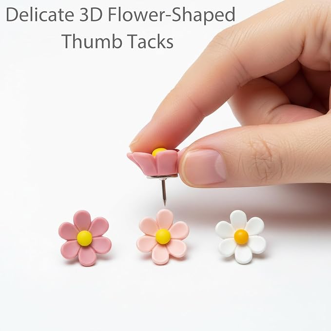 30pcs - 3 Colors Flower Push Pins Cute Thumb Tacks - Image 2