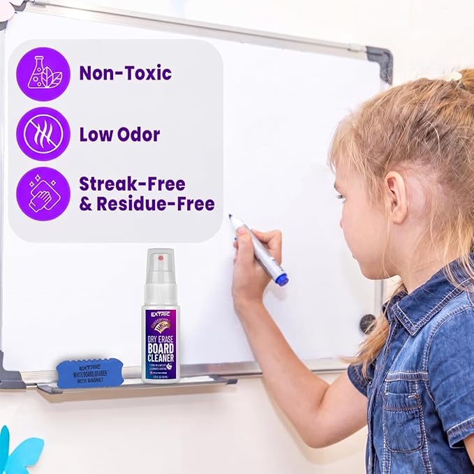 EXTRIC Dry Erase Markers Chisel Tip Set 4 Whiteboard Markers and cleaner - Image 4