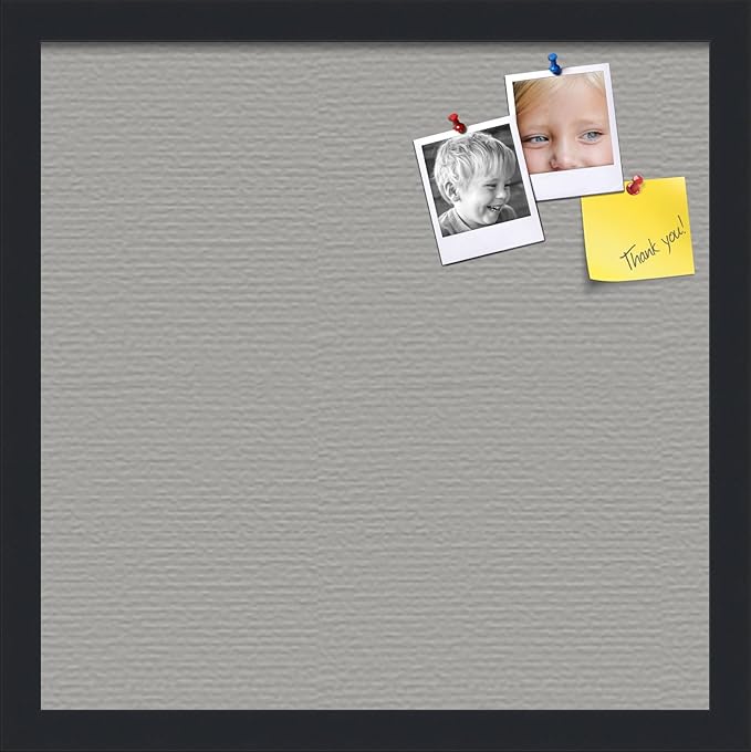 PinPix 16x16 Inch Cork Bulletin Board. This Decorative Framed Pin Board Comes with Dark Stone Design and a Satin Black Frame. Ideal for Home Office Decor or Message Board (PinPix-1808)-DeskLoop Office