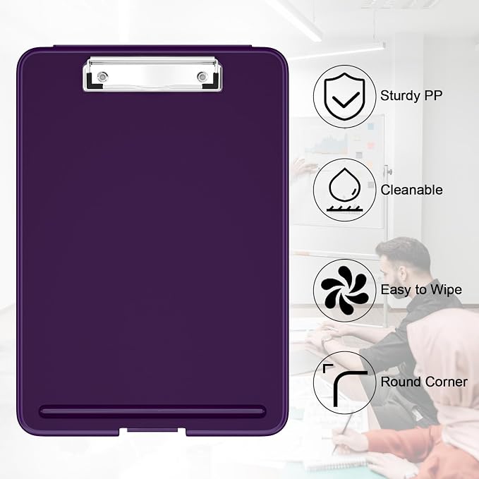Hongri Clipboard with Storage, 8.5 x 11 Clip Board Foldable, Dark Purple | - Image 5