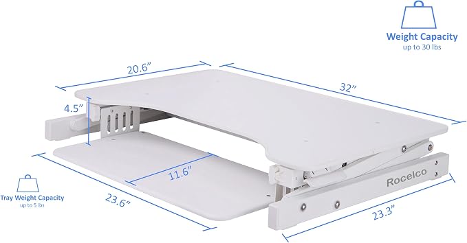 Rocelco 32" Height Adjustable Standing Desk Converter - Image 3