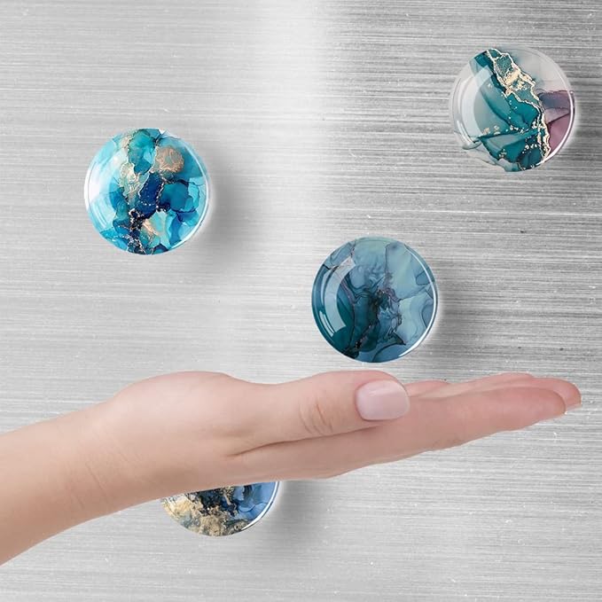 12Pcs Glass Strong Magnetic Refrigerator Magnet Fridge Sticker,Marble Crystal Fridge Magnets Decoration for Crafts,Fridge Magnets for Kitchen, Office Whiteboard, Cabinet and Dishwasher-DeskLoop Office