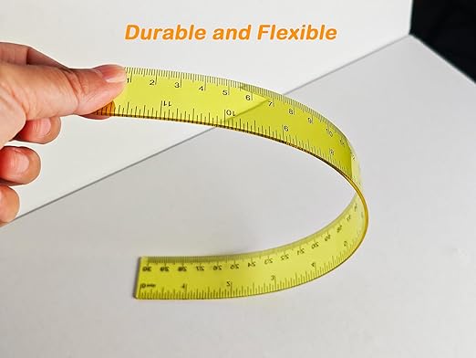 Transparent Plastic Rulers for Students, 12 Inch with Centimeters and Millimeters Scale, Assorted Colors, 8 Pack