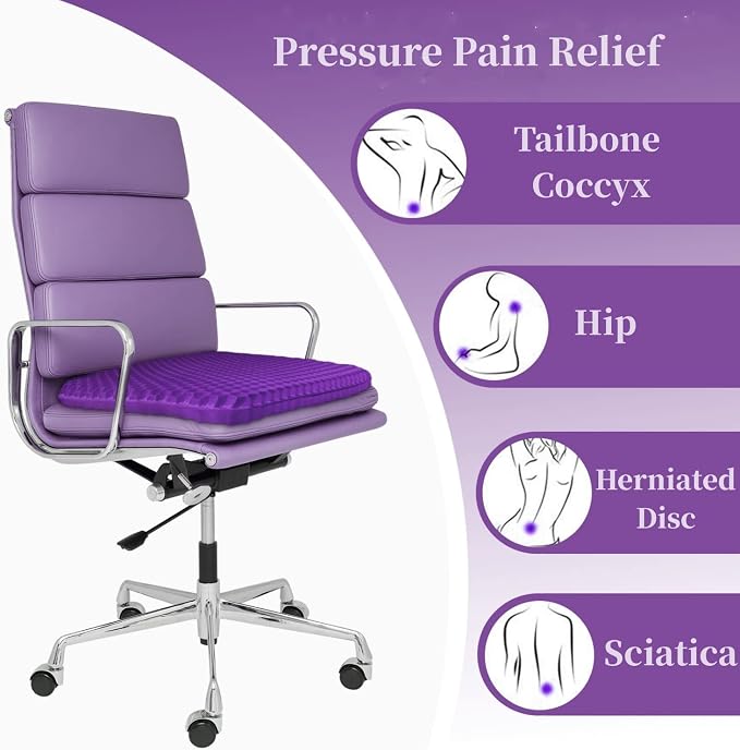 Gel Seat Cushion for Long Sitting, Double Thick Office Desk Home Wheelchair - Image 7