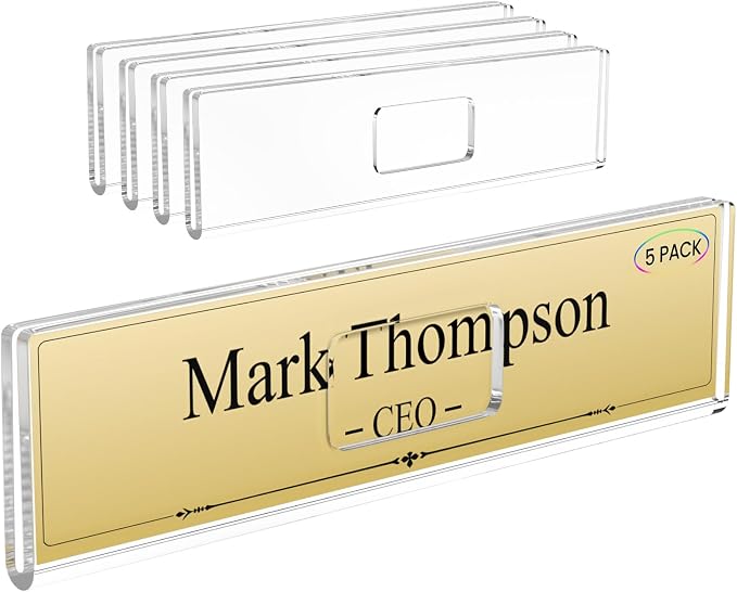 HlIMIEI Acrylic Name Plates for Doors, 5 Pack Self-Adhesive Wall Name Holders 2 by HIIMIEI