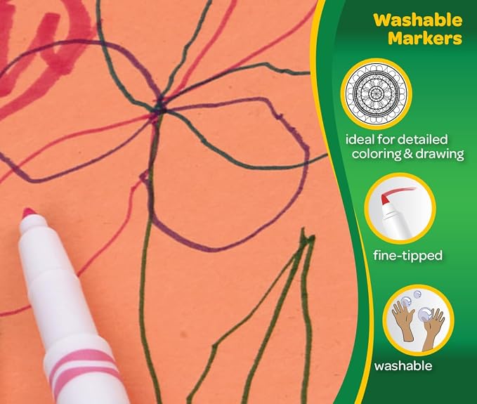 Crayola Ultra Clean Fine Line Washable Markers, School Supplies, Classroom - Image 6
