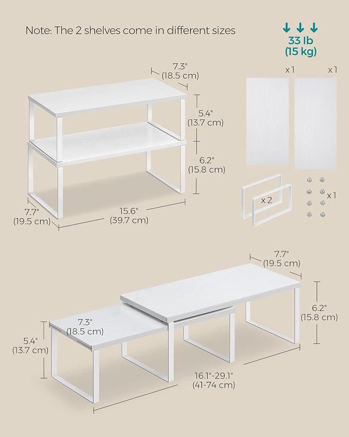 SONGMICS Cabinet Organizer Shelf, Kitchen Storage, Spice Rack, Expandable - Image 6
