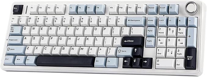 EPOMAKER X Aula F99 PRO Wireless Gaming Keyboard with 8000mAh Battery, Hot Swappable Creamy Keyboard, 2.4GHz/Type-C/BT5.0, NKRO, RGB Backlit for Win/Mac/Gaming (Blue&White)-DeskLoop Office