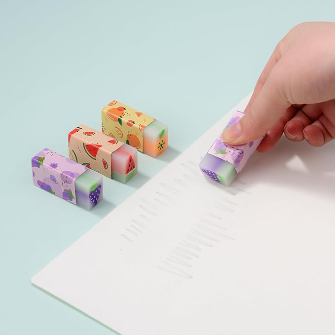 18 Pack Fruit Erasers, Kawaii Jelly Erasers for Kids, Rectangular, Colorful, Thermoplastic Elastomer (TPE) Material, Fun Eraser-DeskLoop Office