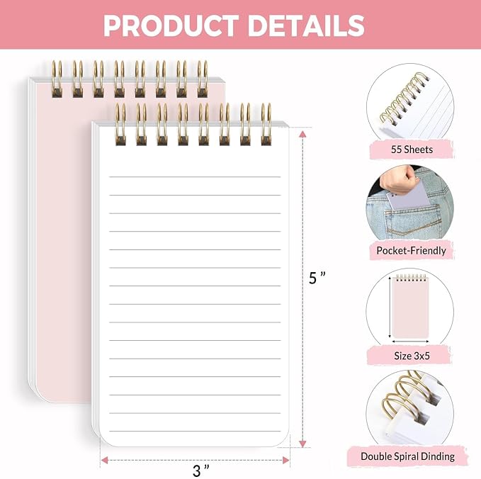 SKYDUE Small Notebooks, Cute 3x5 Pocket Notepads, Mini Spiral Notebook - Image 3