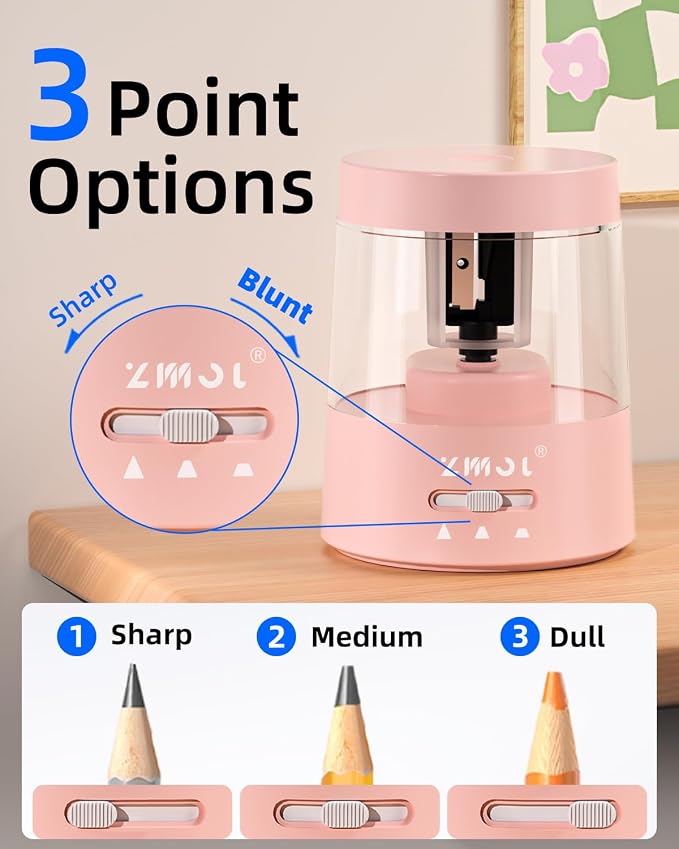ZMOL Electric Pencil Sharpener, Portable Small Battery Powered Pencil Sharpeners - Image 2
