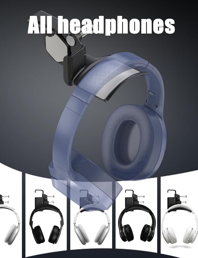 Monitor Stand for Headphones and Headsets, Clamp-On Adjustable Headset Holder - Image 6