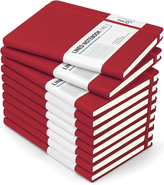 Dynta Hardcover Journal Notebooks, 10 Packs A5 Lined Journals Bulk by Dynta