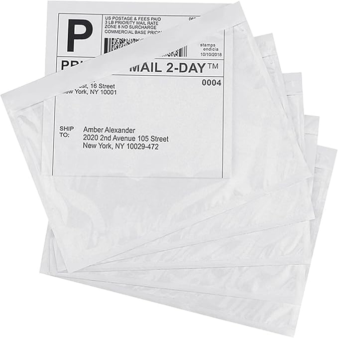 LabelMore 7.5" x 5.5" Clear Plastic Adhesive Packing List Mailing Shipping by LabelMore