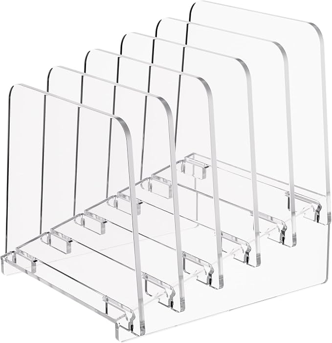 MaxGear Desk File Organizer, 5-Section Vertical Acrylic Filing Folders Holder by MaxGear