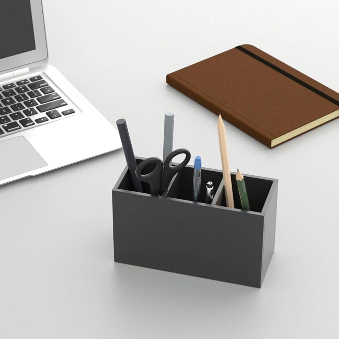 NIUBEE Acrylic Pen Holder 3 Compartments - Image 4