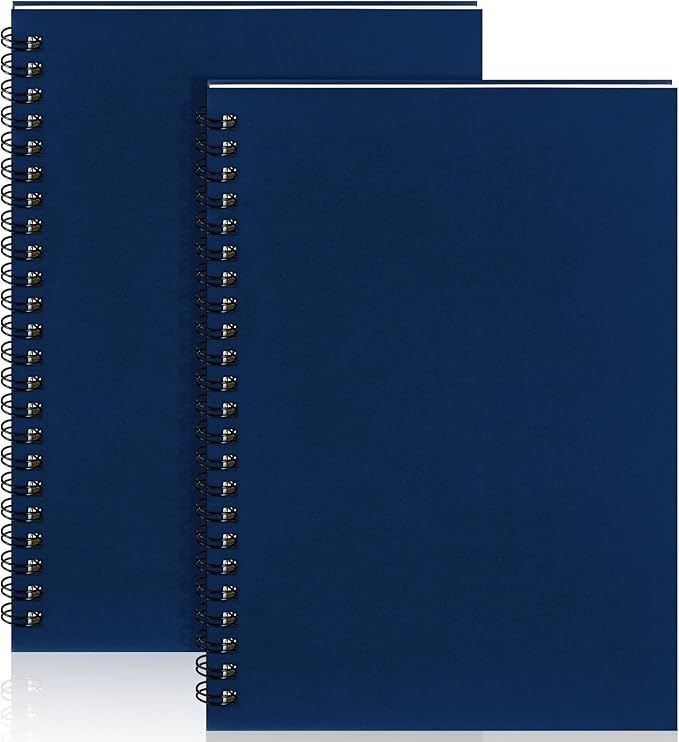 Yahenda 2 Pcs Spiral Notebook Bulk A5 Journal Lined 8.3'' x 5.5'' Writing Composition Paper Small Notepad Subject Notebook for Students Office Business Back to School Supplies (Deep Blue)-DeskLoop Office